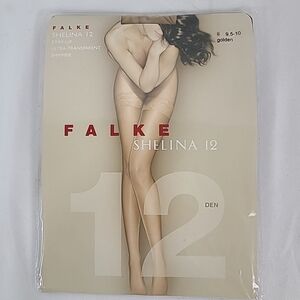 NEW Falke Shelina Ultra-Transparent Shimmer 12 Den Tights - Golden Sz 9.5-10